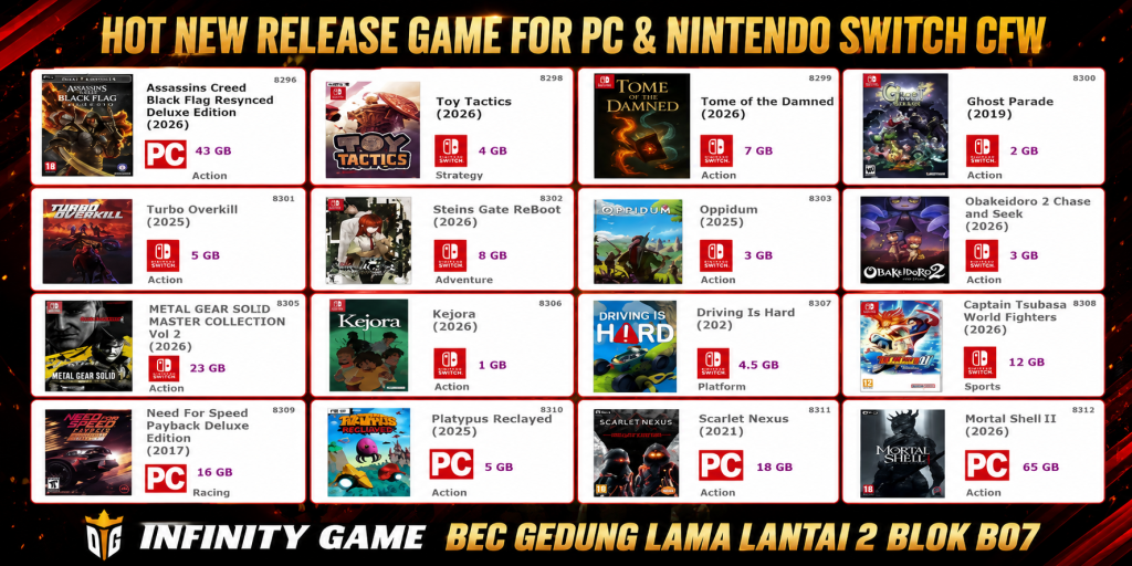 Katalog Baru Infinity Game: Pilihan Game PC & Nintendo Switch CFW Terbaru